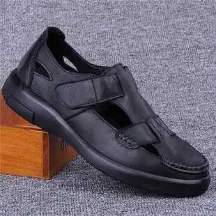 皮凉鞋休闲牛皮鞋沙滩鞋夏季新款凉鞋男真皮包头洞洞鞋外贸男士男