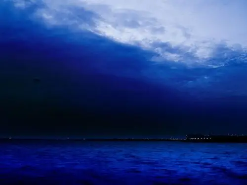天空,深蓝,海岸,大海,城市,灯光,夜晚,风景天空壁纸图片
