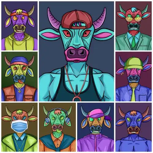 动物头像嘻哈风滑稽牛拟人文创用品