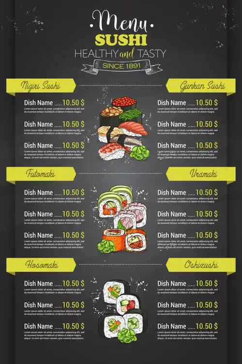 创意矢量现代抽象寿司菜单设计