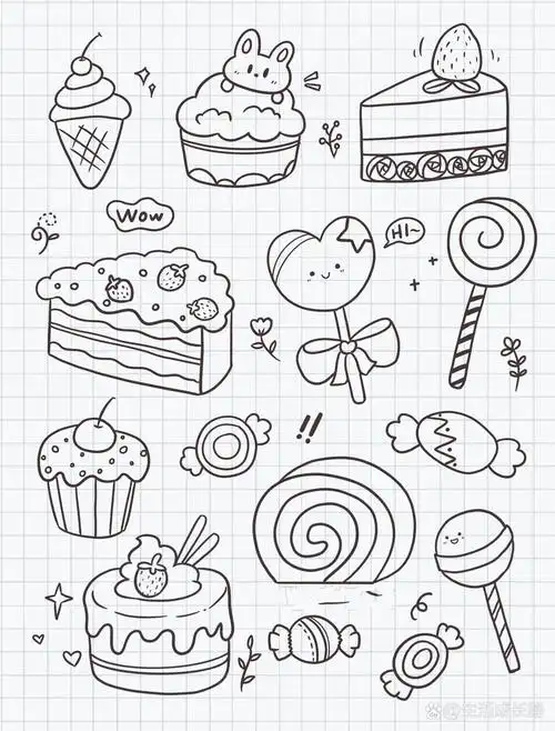 简笔画|零基础简单甜点美食蛋糕手帐素材
