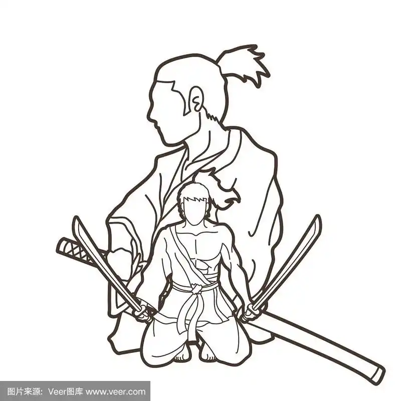 武士用剑的动作卡通