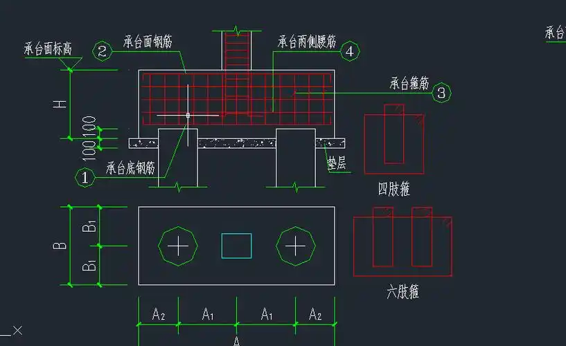 桩承台3号和4号钢筋是怎样,广联达如何在桩承台输入箍筋