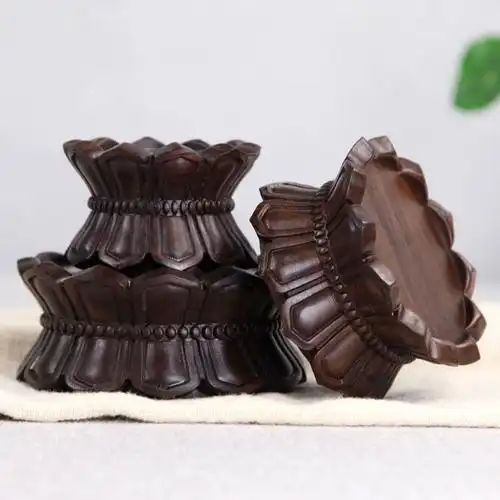 红木黑檀木莲花底座实木佛像观音菩萨供奉供佛摆件奇石头香炉底座