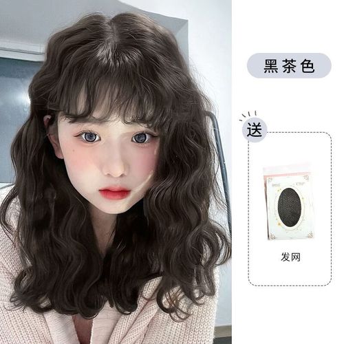 千叶繁中发卷发发型假发女中长发网红羊毛卷假发套2024年时尚锁骨发