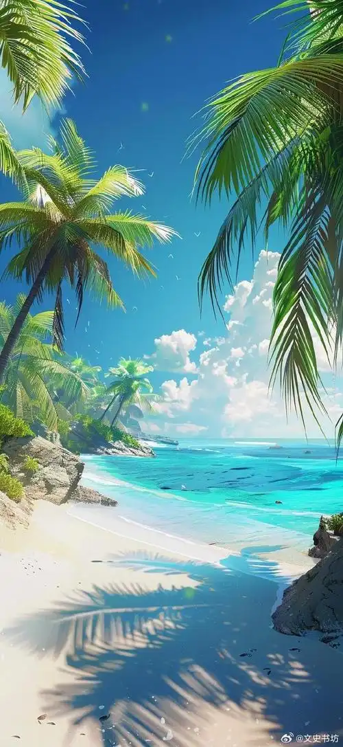 夏日,海水,沙滩,椰树,风景……高清舒适壁纸.