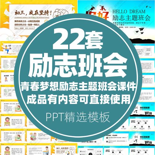 ppt成品模板中小学生励志梦想主题班会学校园青春励志正能量模版