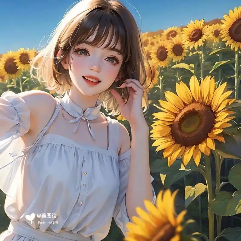向日葵女孩 #好看的女生头像# #少女头像# #ai绘画# #寻找小红书绘画