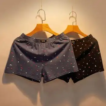 男士内裤纯棉阿罗裤夏季薄款四角裤衩宽松大码平角短裤头潮深灰黑色l