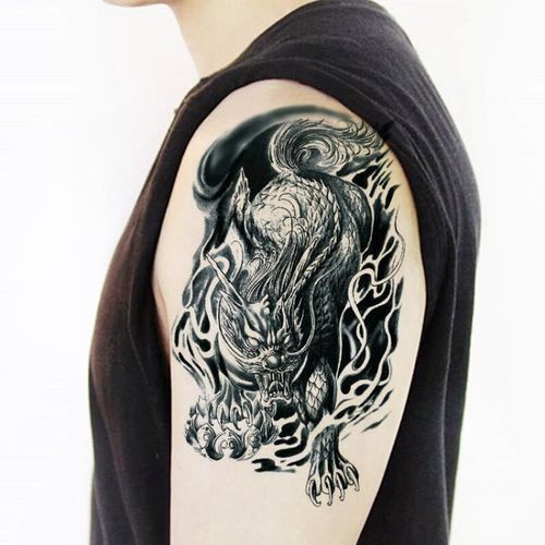 vieruodis防水纹身贴 男女 包小腿纹身图盗墓笔记麒麟逼真花臂小腿