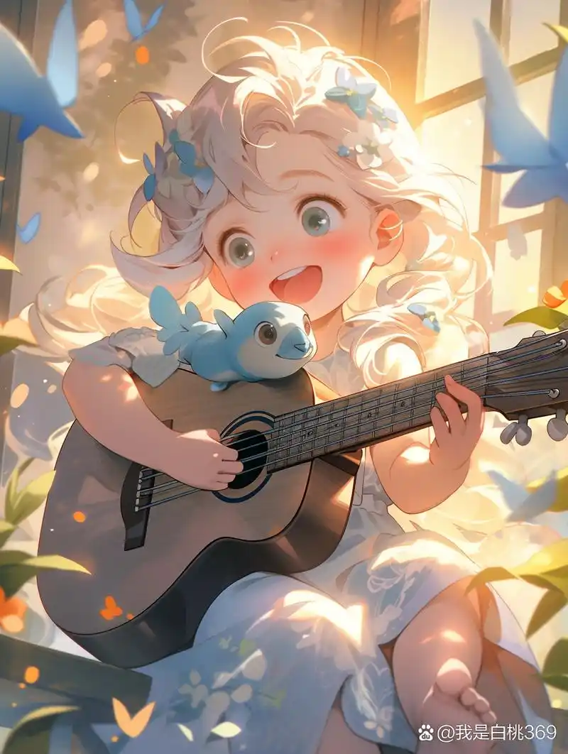 ai绘画练习/谈吉他的可爱女孩#动漫头像# #少女# #ai绘画# #小姐姐