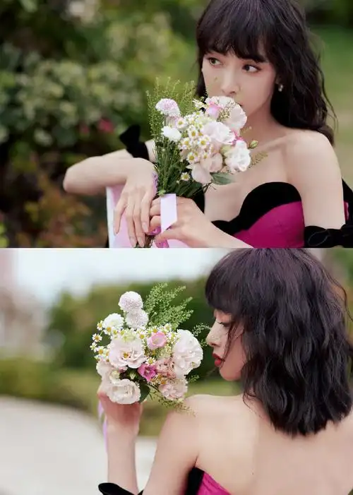 宋茜玫瑰粉裙##粉上宋茜了