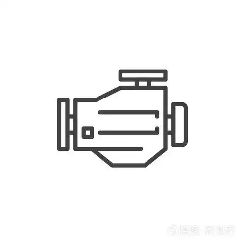 发动机线图标轮廓矢量符号线性样式象形文字隔离在白色上.