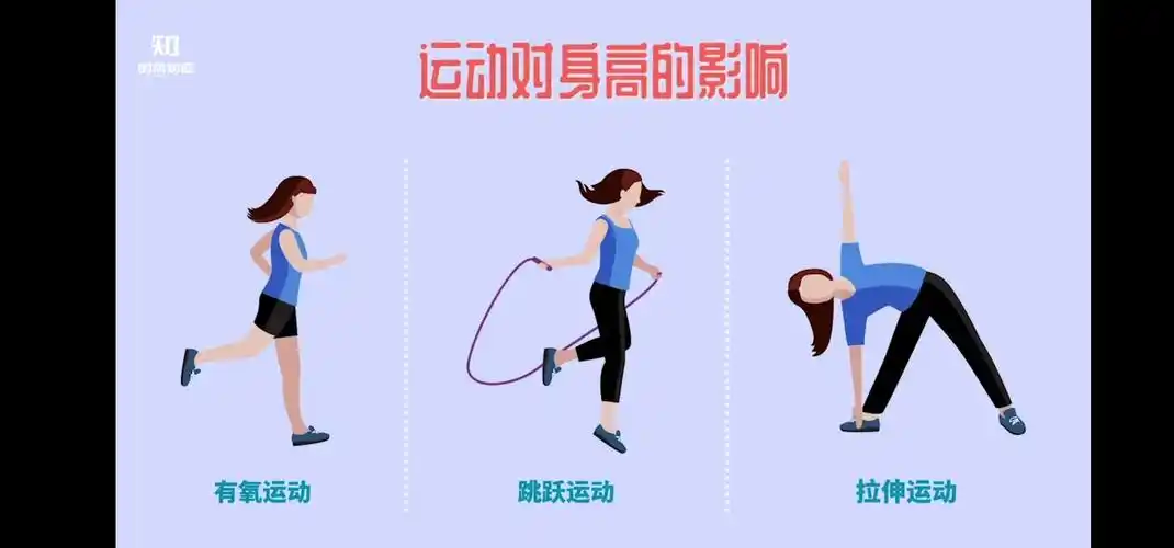 促进长高的运动主要有3类:有氧,跳跃和拉伸.