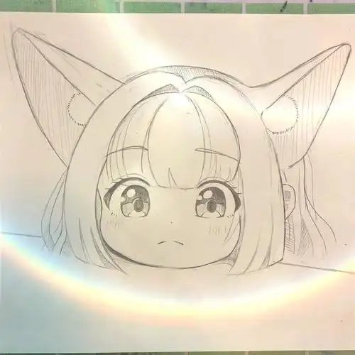 卡通动漫黑白线稿手绘图