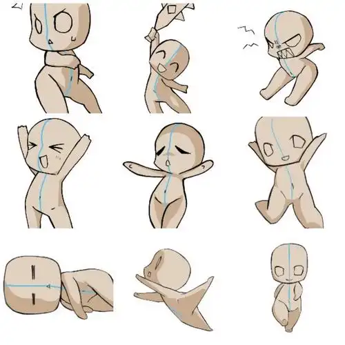 q版人体动作绘画参考