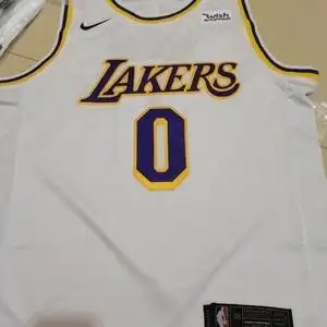 湖人0号尼克杨白色黄色球衣 cu面料刺绣城市球迷版篮球服 尺