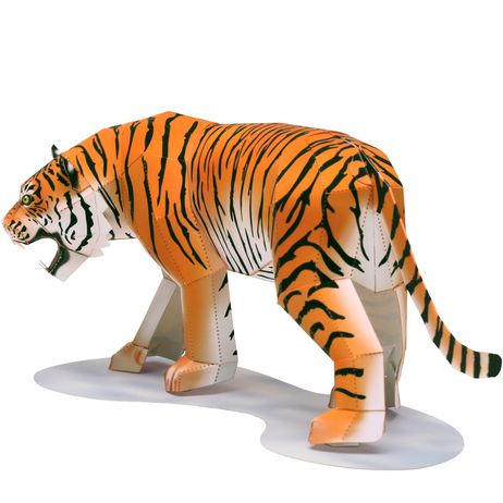 儿童手工折纸diy拼装益智立体3d纸质模型仿真动物制作东北虎老虎