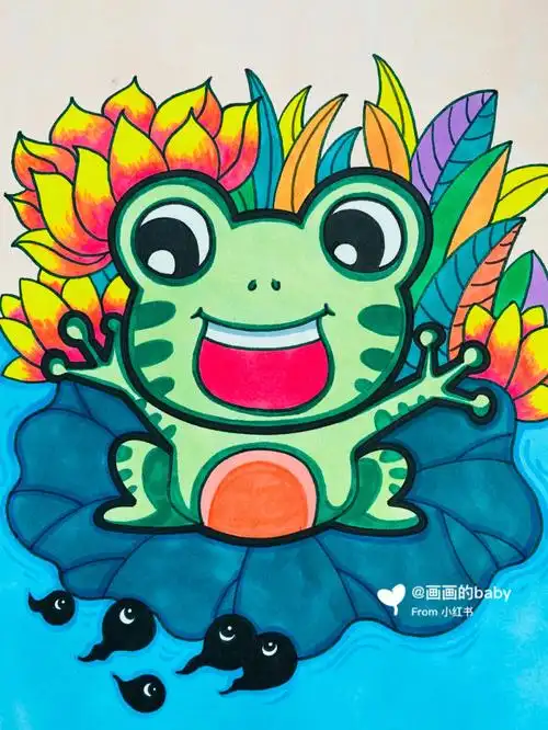 小蝌蚪找妈妈马克笔儿童画