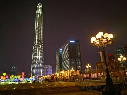 滨海新区开发区滨海广场 - 花粉随手拍夜景 花粉俱乐部