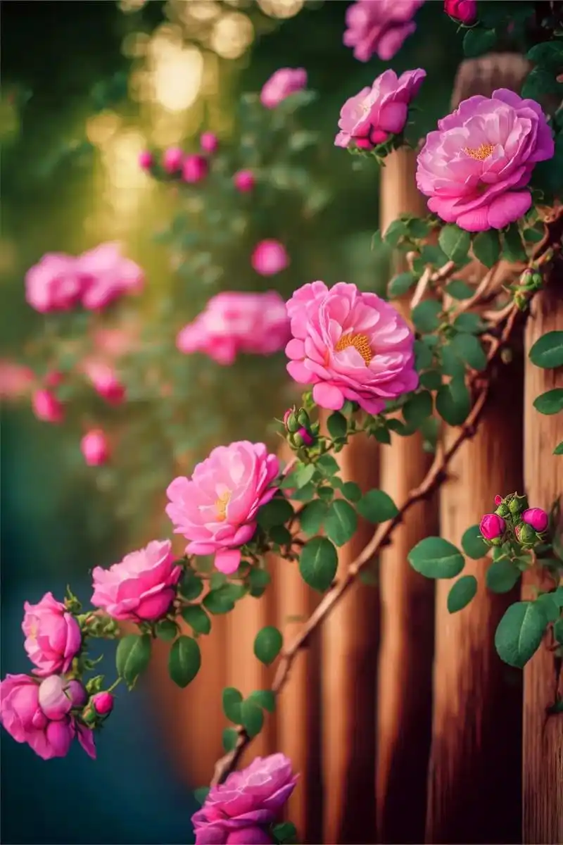 攀登在竹篱笆上的玫瑰花,是美景～亦是新鲜的生活#图文伙伴计划 - 抖