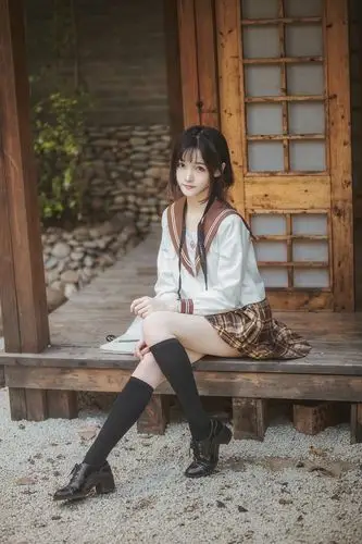 甜美可爱 00后清纯水手服学妹唯美美拍照