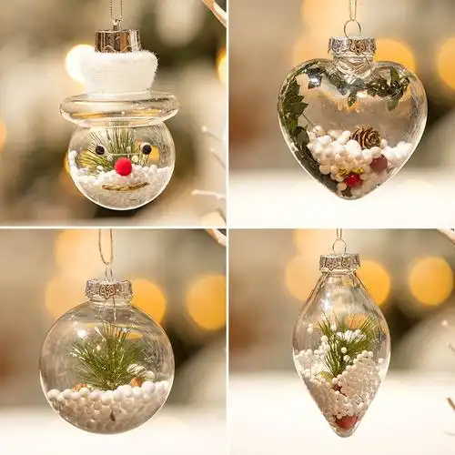 圣诞节装饰品圣诞树挂件挂饰透明球吊球空心发光酒瓶圆球小饰品