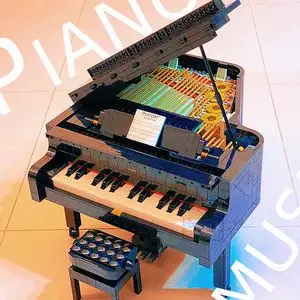 音乐积木三角钢琴创意拼搭25键梦想弹奏家玩具10285乐器七彩灯光9