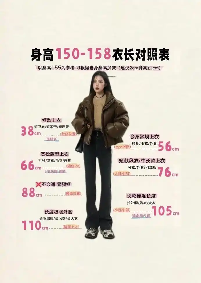 身高150-158网购衣长对照表·小个子.#图文伙伴计划 你 - 抖音