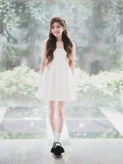赵露思白色吊带裙新造型清新自然闪闪发光