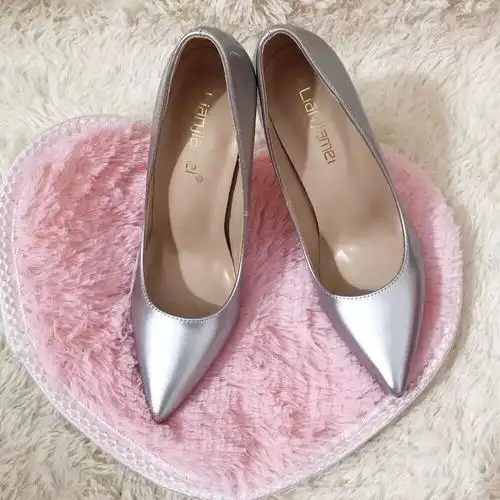 欧美漆皮黑色职业尖头高跟鞋12cm超细跟性感夜场真皮浅口单鞋女