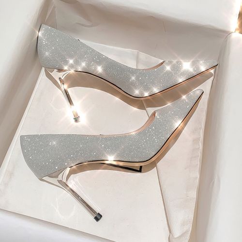 主婚鞋女冬季新娘鞋秀禾婚纱两穿水晶鞋2022年新款高跟细跟不累脚