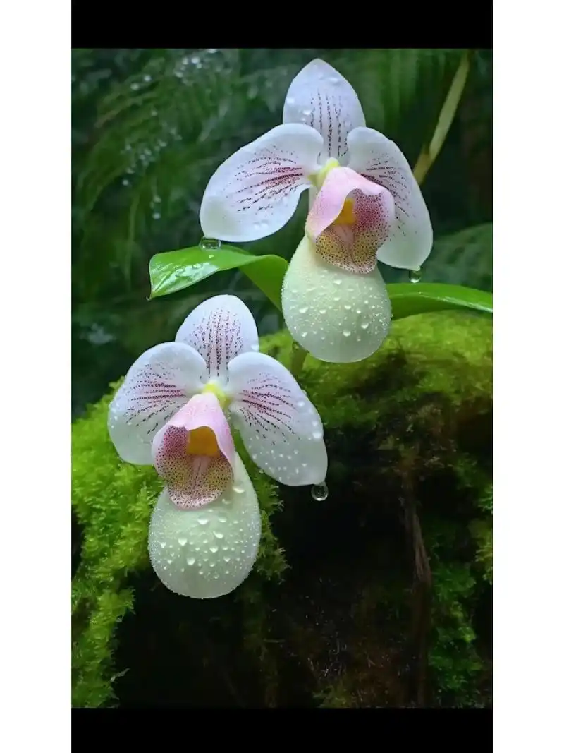 玉女兜兰.传说来自森林里小精灵,藏于十万大山里,有株雪白通透 - 抖音