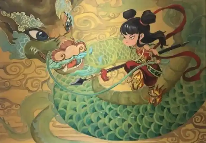 哪吒闹海插画 - 抖音