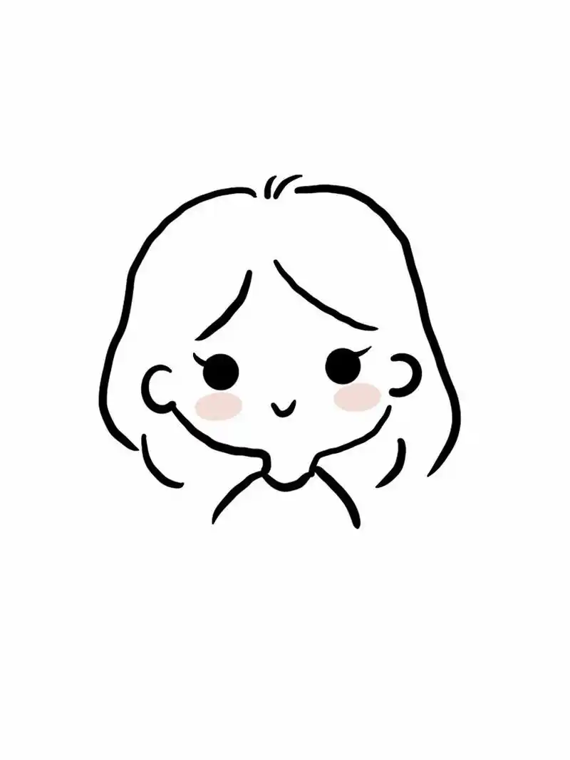 手残党学简笔画附教程7315简单小女孩头像 今天要上班比较忙,那就