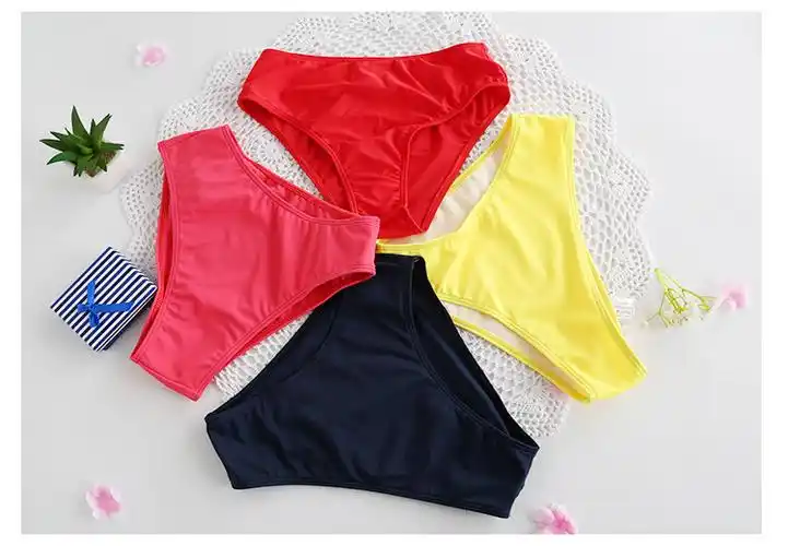 女游泳裤女士泳裤三角大小码加大码防走光比基尼透气泳裤批发代发