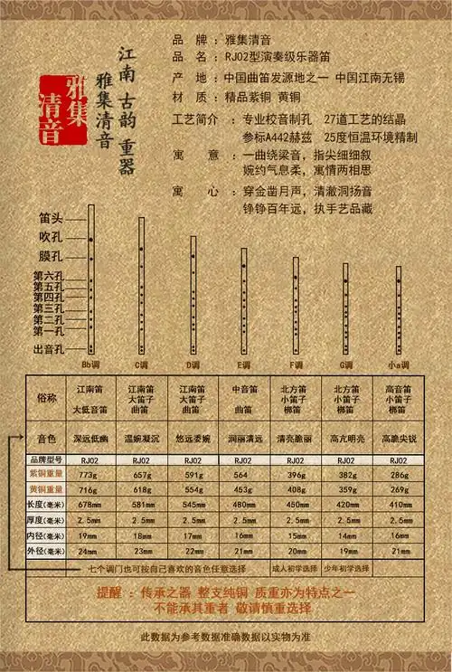 纯铜笛子雅集清音品牌纯铜加厚专业演奏级竹笛形精制金属乐器