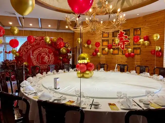 青岛70岁寿宴红金色寿宴布置
