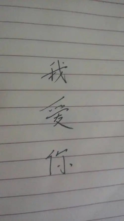 谁的字写的比较好,在纸上写"露露,我爱你"发过来