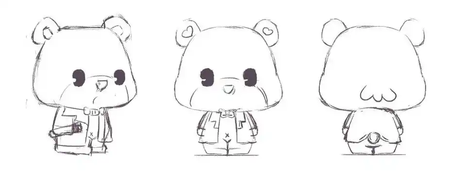 萌芽熊简笔画素描