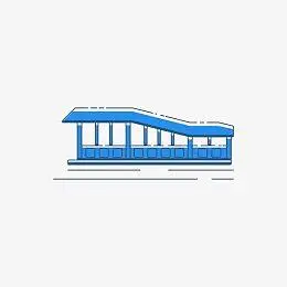 蓝色手绘地铁站元素