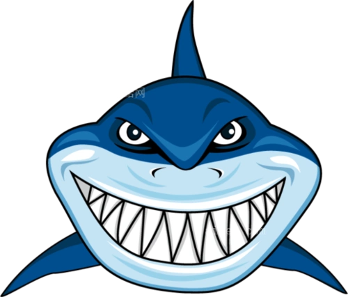 卡通尖牙鲨鱼正面图
