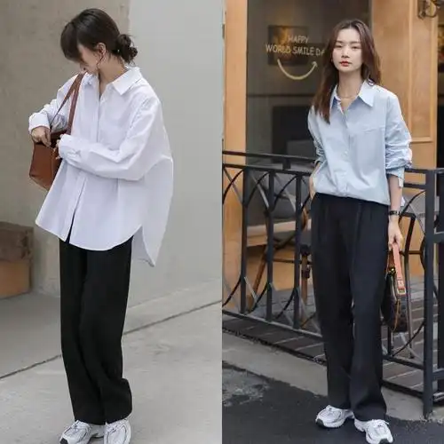 衬衫搭配这三种阔腿裤有一种时尚大气的高级感简单自然