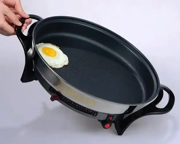 宜中电煎锅多功能家用烙饼锅不锈钢电饼铛烤肉电平底锅不粘锅插电 v36