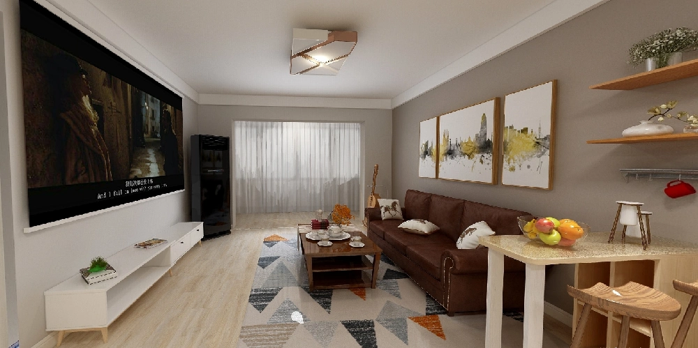 上海大华公园100平米三室一厅混搭风格房屋装修案例