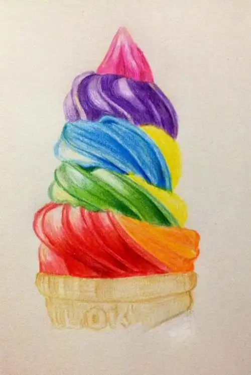 手绘 冰淇淋  彩铅美食  鸡蛋| 绘画 习作|插画|夏天的雨