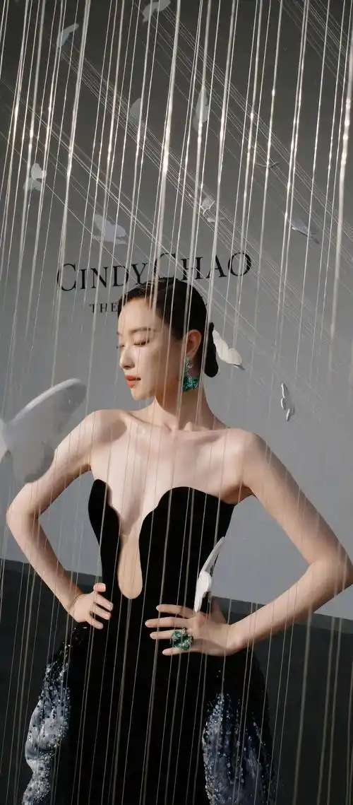 【倪妮性感写真图】深v黑裙,优雅迷人,流露着古典婉约的韵味_造型