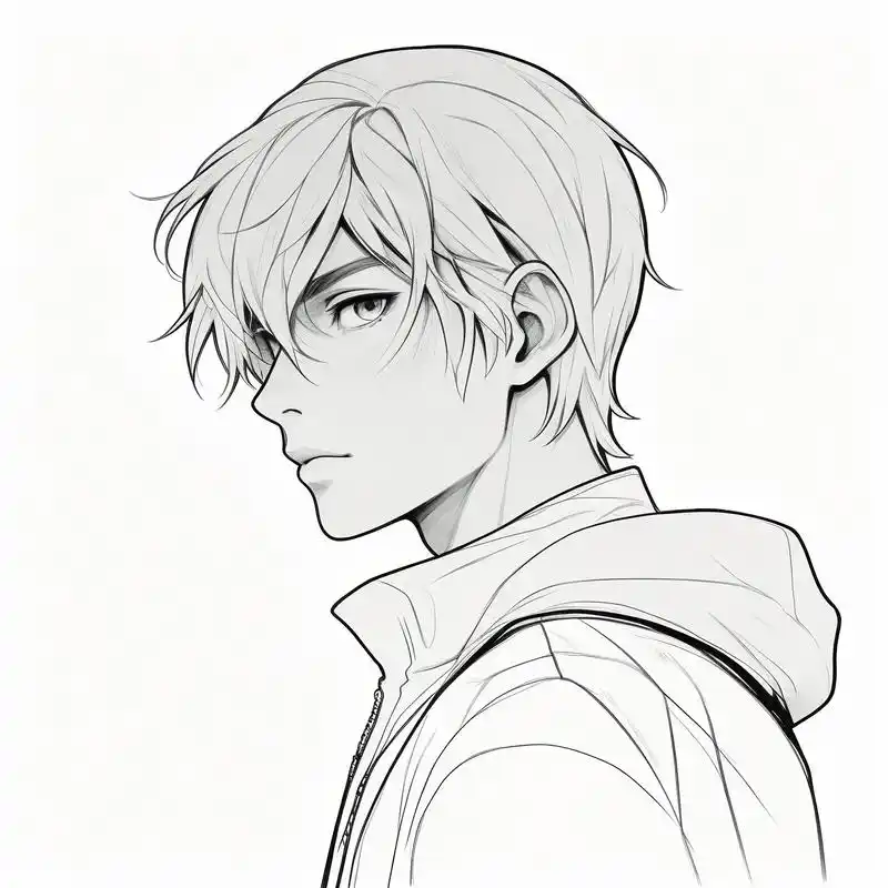 96 帅气男性侧脸黑白素描头像 94