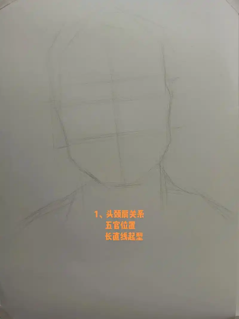 素描头像大关系步骤教程