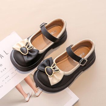 卡傲臻中大女童皮鞋2023春新款女宝宝软底儿童公主鞋女孩演出鞋黑色26